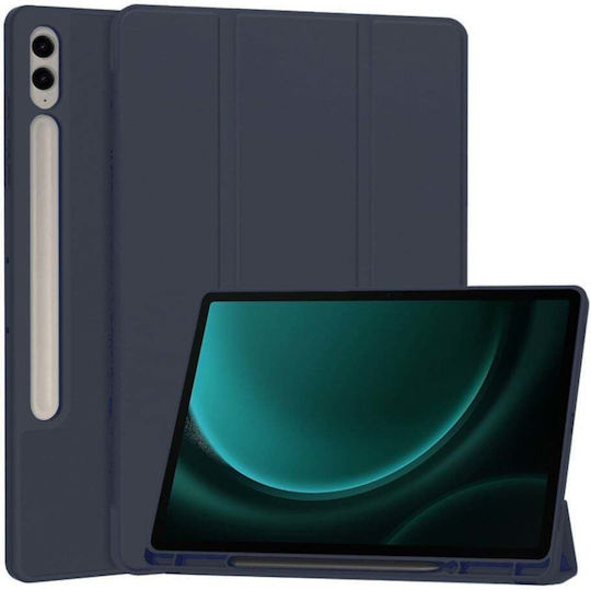 Tablet Hülle Samsung Galaxy Tab S9 FE Plus Stifthalter Schlaf Wake Funktion Flex Trifold Set Sticker Marineblau