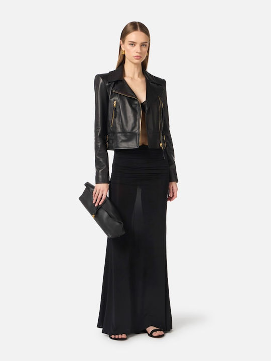 Δερμάτινο Γυναικείο Biker Jacket Μαύρο