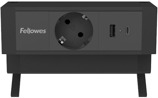 Fellowes Steckdosenleiste mit 1 USB-A, 1 USB-C und Kabel 2m