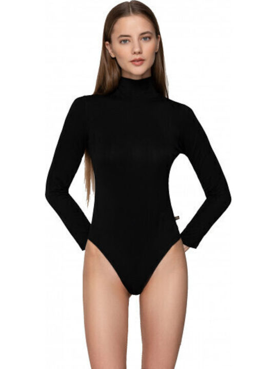 Micro Touch Comfort Rollkragen Damen-Bodysuit Langarm Schwarz