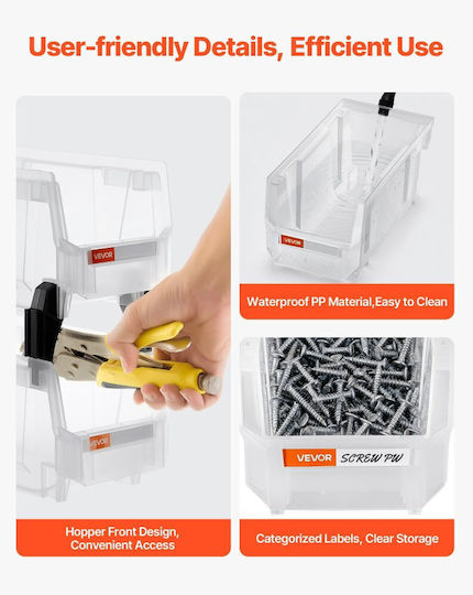 Vevor Plastic Tool Bin Organiser W27.6xD14xH13cm