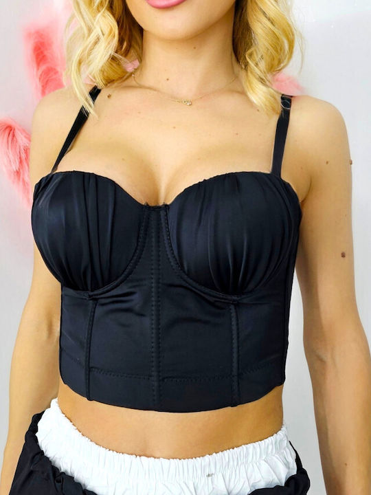 Bluza Damă Corset Cu Dungi Neagră