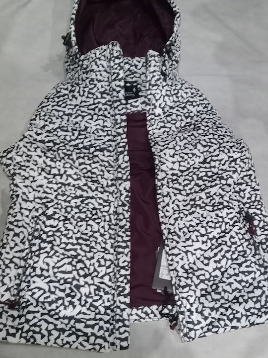 Women's Lifestyle Jacket Waterproof for Winter White-Black