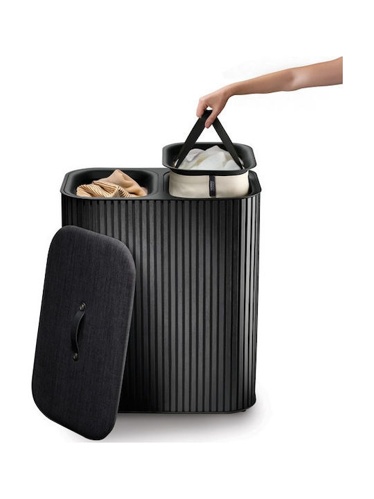 Joseph Joseph Tota Luxe Wäschekorb Mit 2 Fächern Bambus Schwarz 90 Lt