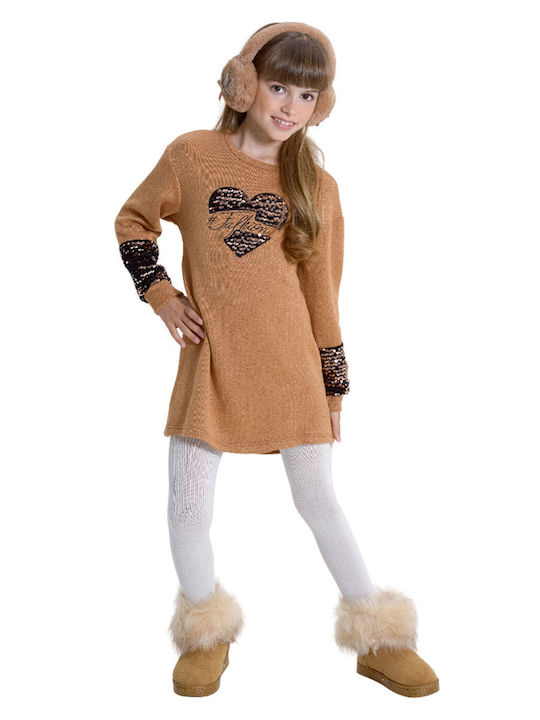 Kinderkleid Langärmelig Gestrickt Braune