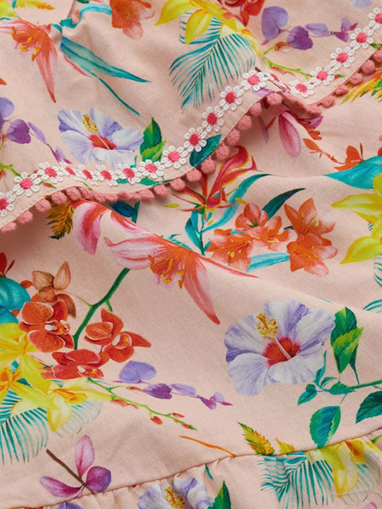 Children's Dress Sleeveless Linen Floral Multicolour