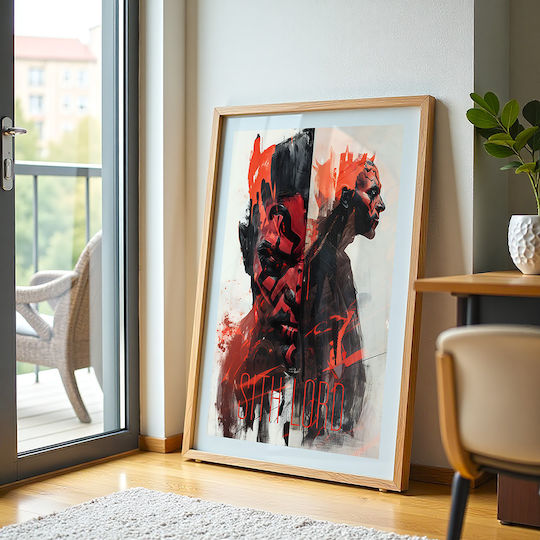 Poster Star Wars Darth Maul Mv305 21cm x 30cm Weißer Kunststoffrahmen