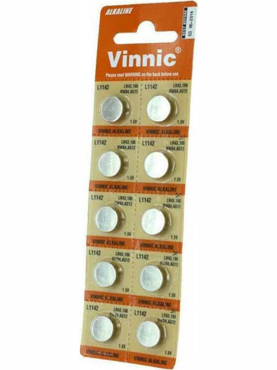 Vinnic Алкални Батерии За часовници LR43 1.5V 10бр
