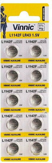 Vinnic Baterii alcaline Baterii de ceas pentru ceasuri LR43 1.5V 10buc