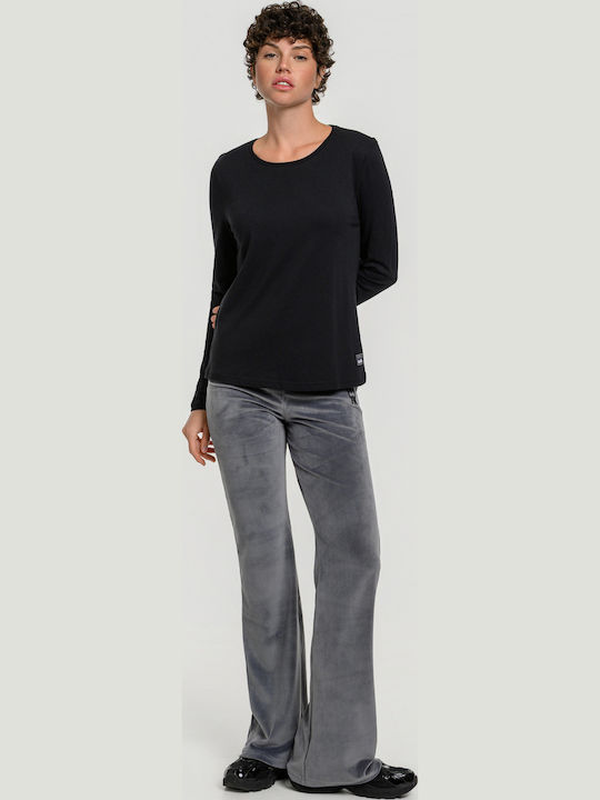 Damen Bluse Baumwolle Langärmelig Black
