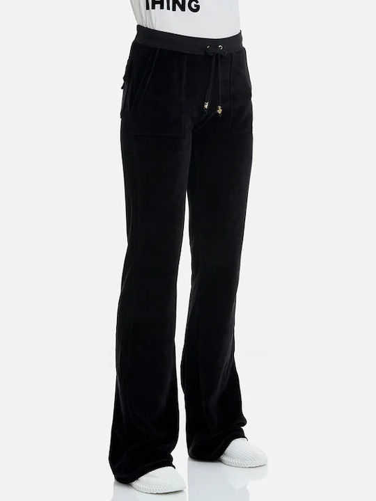 Sweatpants Flared Velvet Black