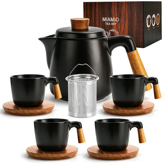 Miamio Set de Ceai cu Cană și Filtru Ceramic Negru 1000ml 5buc