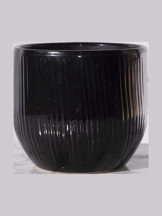 Supergreens Planter Ceramic Black 25x25cm.