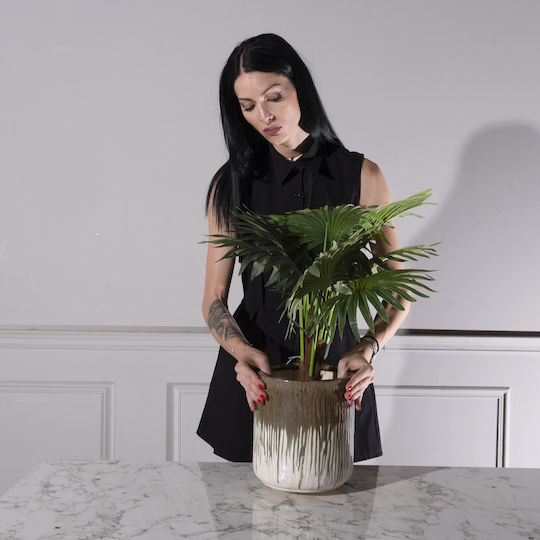 Supergreens Ghiveci Ceramică Maro 25x25εκ.