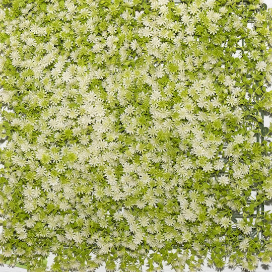 Supergreens Изкуствена панелна листва Бял мъхов косъм 50x50см