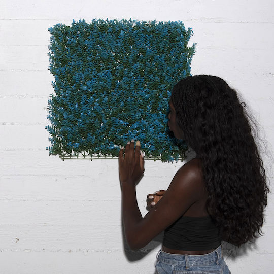 Supergreens Συνθετικό Πάνελ Φυλλωσιάς Moss Heatherstar Μπλε 50x50cm
