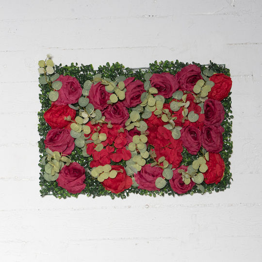 Supergreens Panou artificial de frunziș Trandafir Eucalipt Roșu 60x40cm Supergreens Panou artificial de frunziș Trandafir Eucalipt Roșu 60x40cm