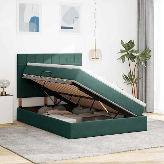Doppelbett mit Stauraum und Matratze 140x190cm Dunkelgrün