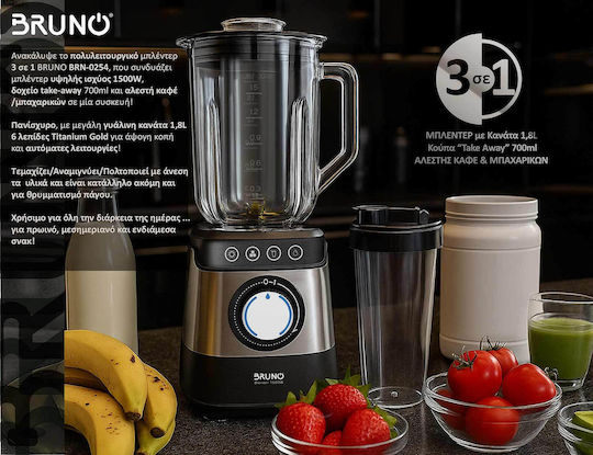 Bruno Mixer mit Glas Kanäta 1,8 l 1500W Inox BRN-0254