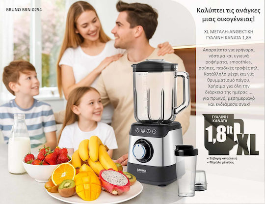 Bruno Mixer mit Glas Kanäta 1,8 l 1500W Inox BRN-0254