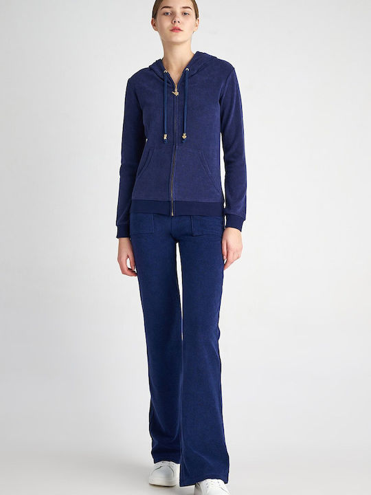 Women's Sweatshirt Jacket Hooded Navy Blue