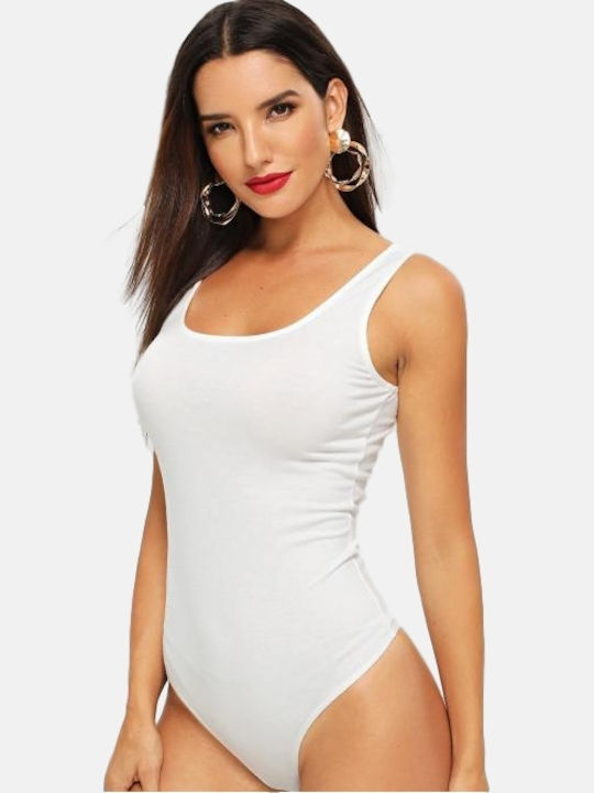 Lingerie Spaghetti Strap Bodysuit Slim Fit White