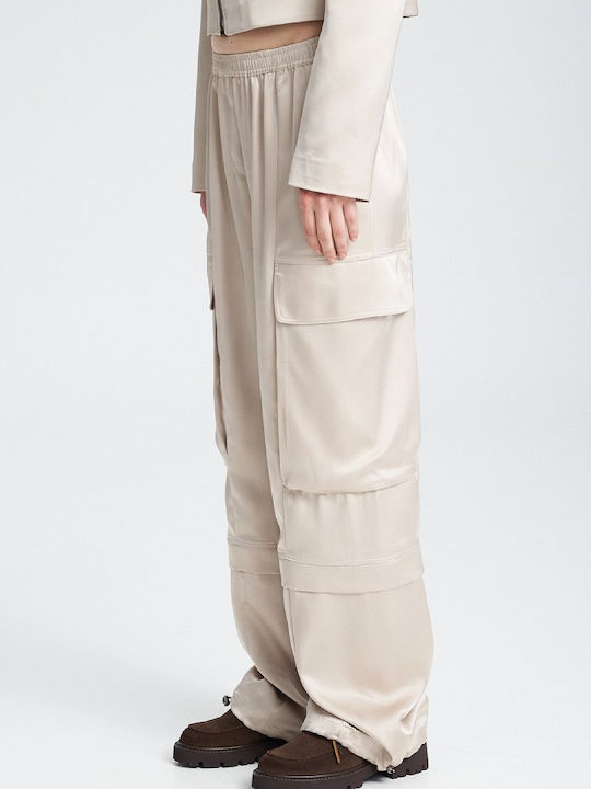Γυναικείο Υφασμάτινο Cargo Παντελόνι Beige
