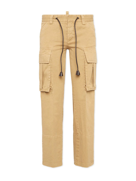 Jenna Damen Stoff Cargo Hose Brown