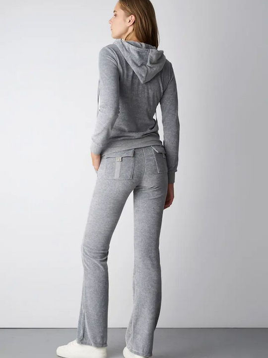 Sweatpants Flared Velvet Gray