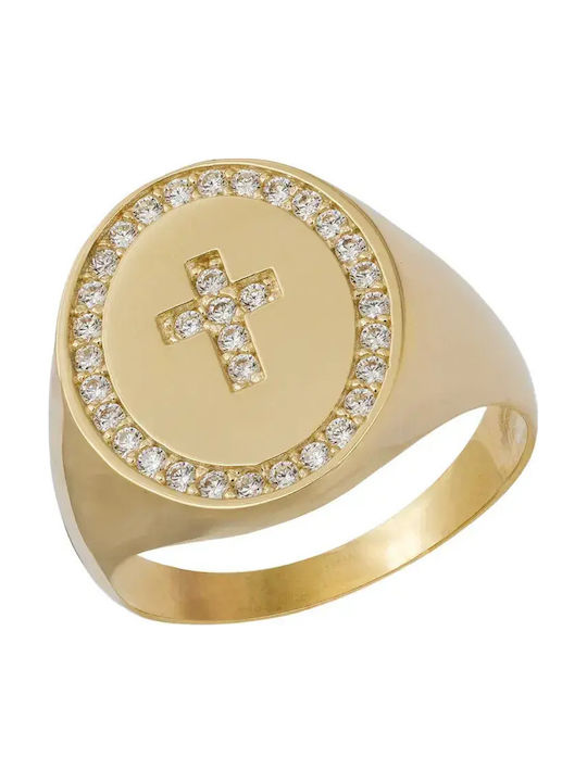 Femeie Chevalier Inel cu Zirconiu din Aur 14K