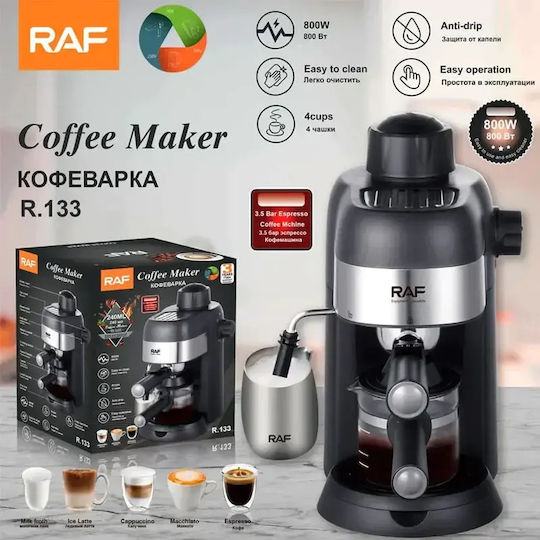 Raf R133 Mașină de Espresso 800W Presiune 15bar Neagră