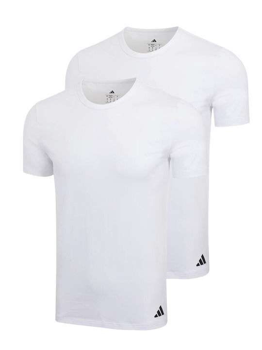 Active Flex Cotton Tricouri de Corp pentru Bărbați cu Mâneca Scurtă Alb 2 Pack