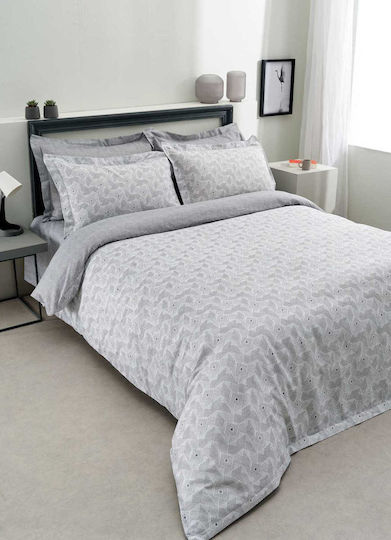 Vesta Home Set Duvet Cover Geneva 1 Cotton Satin 170x240cm Single with Pillowcase Grey