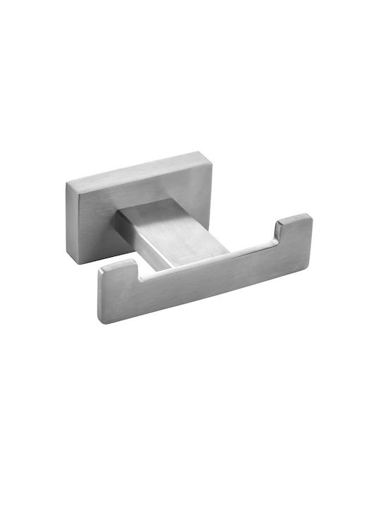 Bronze Art Double Wall-Mounted Bathroom Hook ​13x15cm Inox Silver