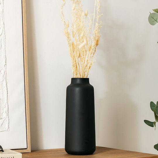 Atmosphera Dekorative Keramikvase Rily Schwarze Φ12xΥ30cm