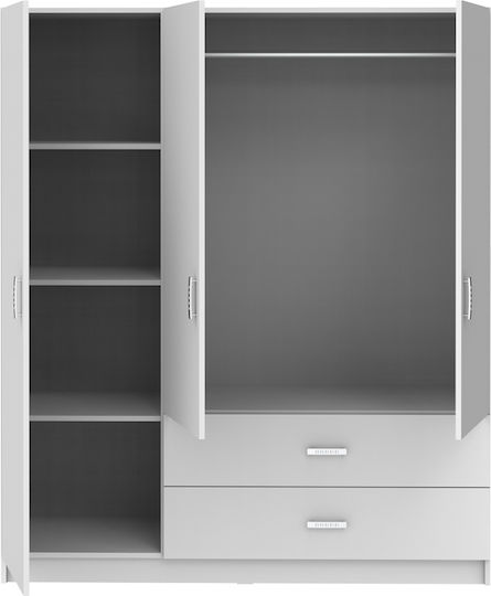 Ușă triplă Dulap de Haine Royal Alb 150x58x177cm