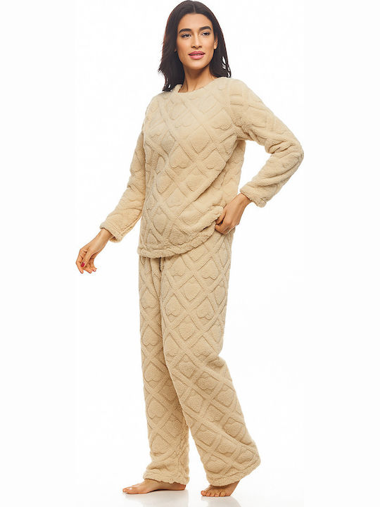 Galaxy Winter Women's Pyjama Set Beige