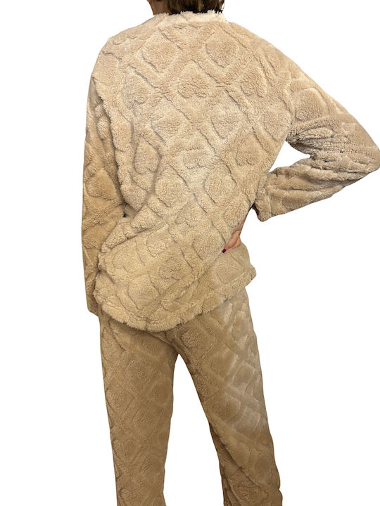 Galaxy Winter Women's Pyjama Set Beige