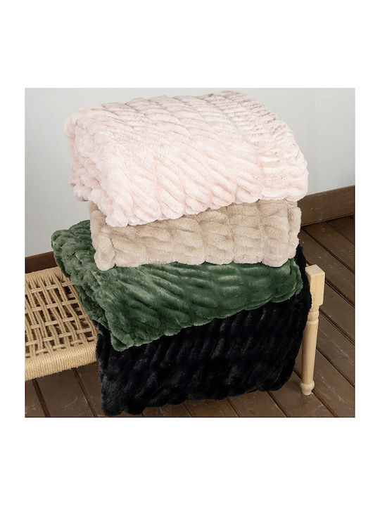 Nima Mossy Furry Blanket Double 220x240cm Mossy Black