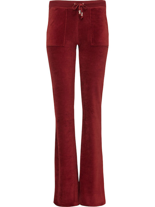 Sweatpants Flared Velvet Iron Red