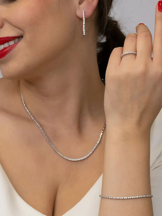 Set with Necklace , Earrings & Ring from Silver with Stones