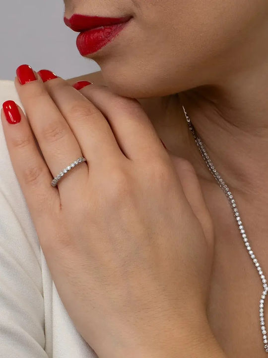 Set mit Halskette , Ohrringe & Ring aus Silber mit Steinen