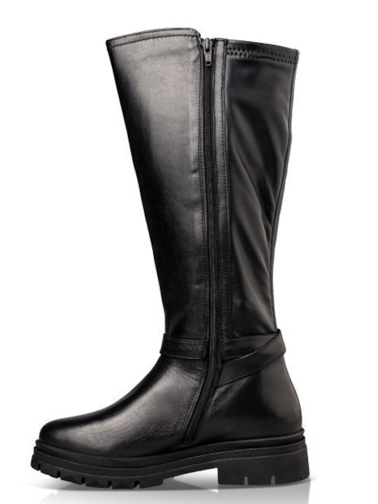 Knee-high Δερμάτινες Γυναικείες Μπότες Ιππασίας Μαύρες