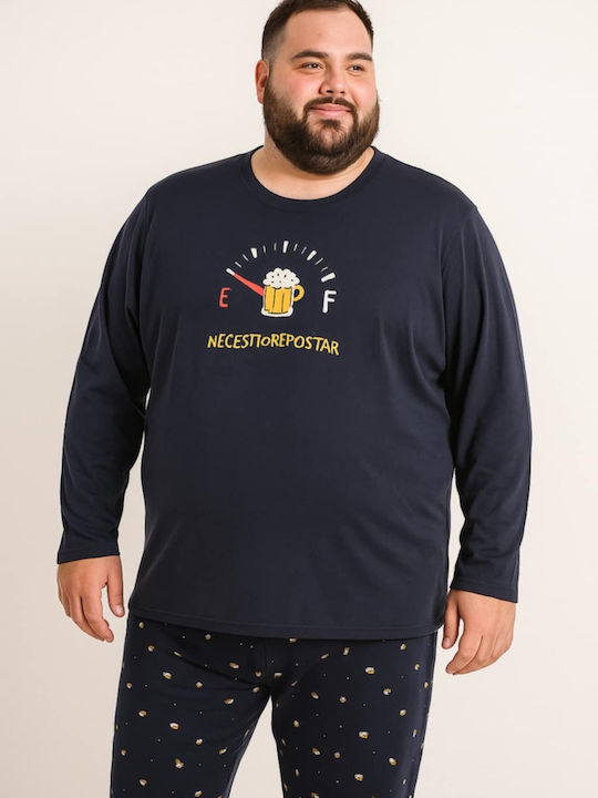 Dark Elephant Men's Winter Pajamas Set Blue