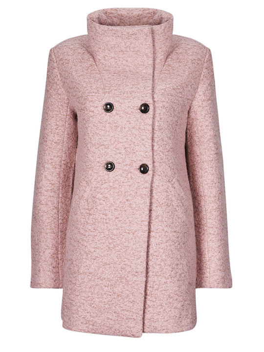Damen Rosa Kurzmantel mit Knöpfen