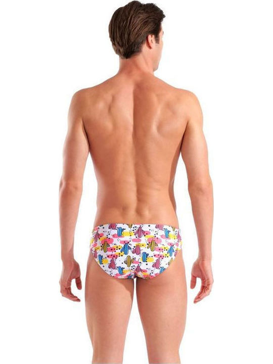 Costum de Baie Bărbați Slip Multicolor/Alb