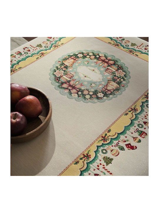 Gofis Home Christmas Tablecloth Fabric Beige L220xW135cm.