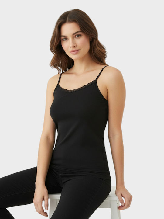 Women's T-Shirt with Spaghetti Strap Black