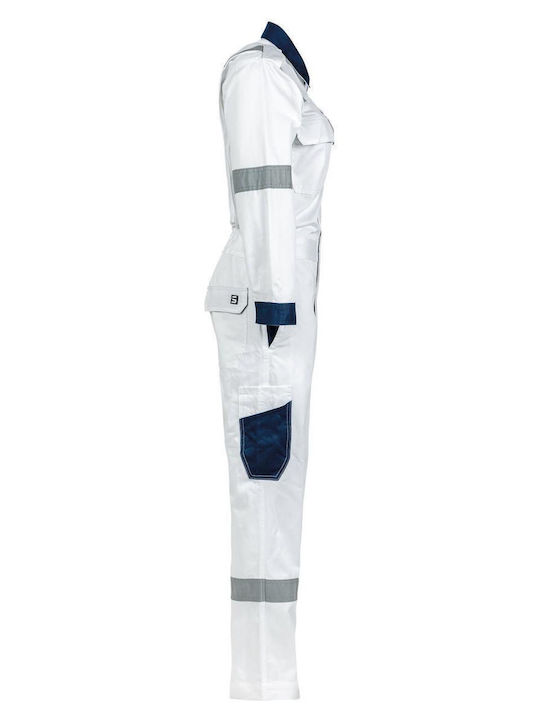 STOP Naomi Work Coveralls Full Body with Reflective Tapes White
