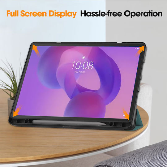 Husă Lenovo Idea Tab 11.0″ 2025 Suport Stylus Eco Piele Smart Cover – Verde Brad